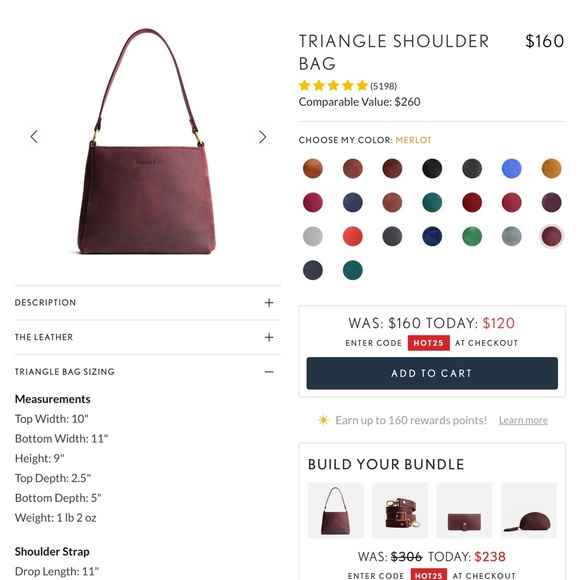 Portland Leather Merlot Triangle Shoulder Bag - Picture 8 of 8